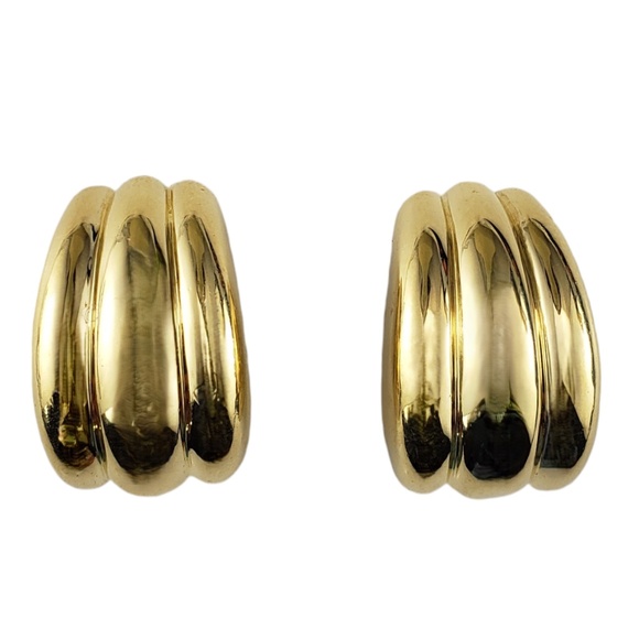 Tiffany & Co. 18K Yellow Gold Ribbed Clip-On Earrings #18483 - Picture 1 of 7